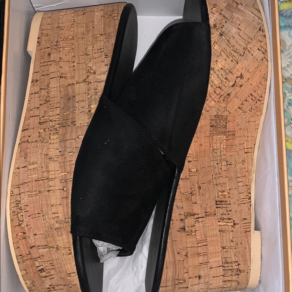 Black Suede Flatform Mules
